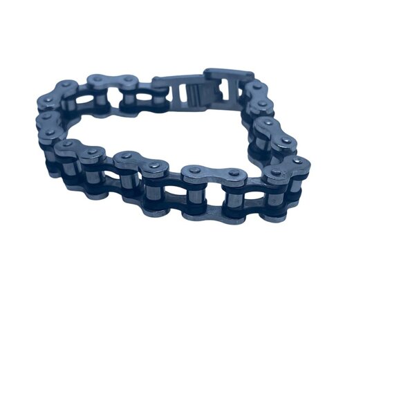 13MM Stainless Steel Silver & Black Motorcycle Biker Chain Link Bracelet For Men - Picture 1 of 9